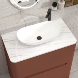 Royal Bathrooms Venice 800mm Terracotta Clay Freestanding Bathroom Countertop Vanity Unit 2 Drawer With Cesar Basin - thumbnail 6