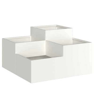 Berkfield Modern Garden Planter White 80 X 80 X 48 Cm Steel