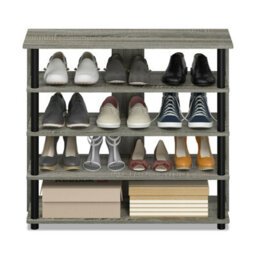 Walplus French Oak Grey Corner Desk With Storage Shelves For Home Office - thumbnail 2