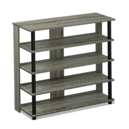 Walplus French Oak Grey Corner Desk With Storage Shelves For Home Office - thumbnail 3