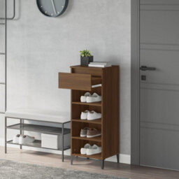 Berkfield Shoe Rack Brown Oak 40X36X105 Cm Engineered Wood - thumbnail 3
