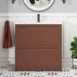 Royal Bathrooms Elmore 800mm Floor Standing 2 Drawer Bathroom Vanity Unit With Traditional Ceramic Basin Sink - Terracotta Clay - thumbnail 3