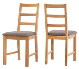 Hallowood Furniture Waverly Small Folding Table With 4 Ladder Back Oak Chairs With Steel Grey Fabric Seats - thumbnail 9