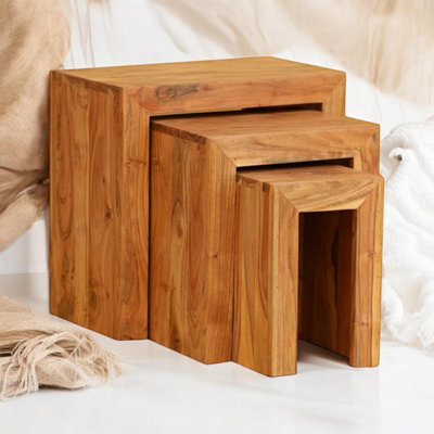 45Cm Set 3 Wooden Nest Of Tables - image 1