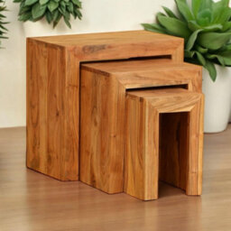 45Cm Set 3 Wooden Nest Of Tables - thumbnail 2