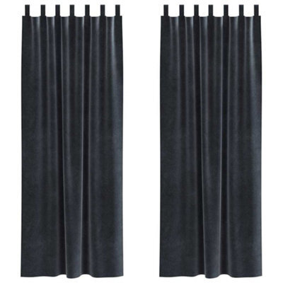 Berkfield Modern Blackout Curtains With Hanging Loops 2 Pcs Dark Grey Velvet - image 1