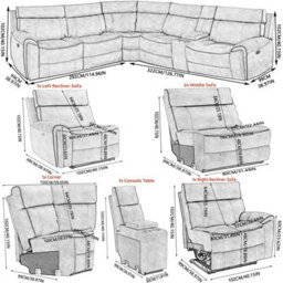 5 Seater Power Corner Recliner Corner Sofa Set With Console Cup Holder, 105 To 135 Degrees Recliner Padded Sofa - thumbnail 2