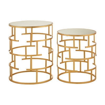 Orsina  Set Of 2 Maze Design Side Tables,luxe Accent Pieces For Decor,nesting Tables,decorative Small Tables - image 1