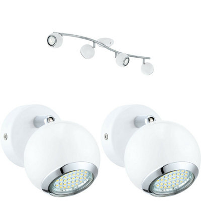Modern Quad Ceiling Spot Light With 2 Matching Wall Sconces In Matt White Finish - image 1