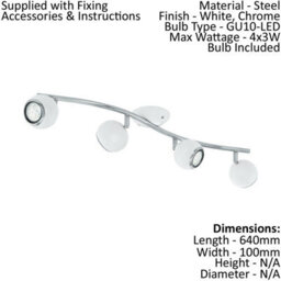 Modern Quad Ceiling Spot Light With 2 Matching Wall Sconces In Matt White Finish - thumbnail 2