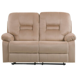Beliani Electric Recliner Sofa 2 Seater Bergen Velvet Light Beige With Usb Port - thumbnail 1