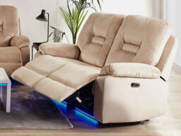 Beliani Electric Recliner Sofa 2 Seater Bergen Velvet Light Beige With Usb Port - thumbnail 2