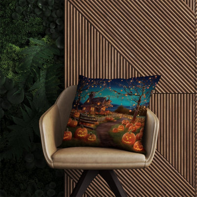 Warren Reed Designer Enchanted Hallowen Pumpkin Patch Outdoor Cushion 60Cm X 60Cm