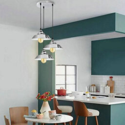 Ledsone 3 Head Industrial Retro Chrome Ceiling Pendant With Adjustable Height For Kitchen Bedroom Living Dining Room - thumbnail 4