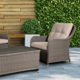 Dellonda Chester 4 Piece Garden Rattan Set, Arm Chairs, Table & Sofa, Brown - thumbnail 3
