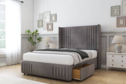 "Sloomy Camden Slate Naples Divan Bed With Mattress No Drawers With 54"" Wingback & 12"" Footboard 4' Small Double" - thumbnail 3
