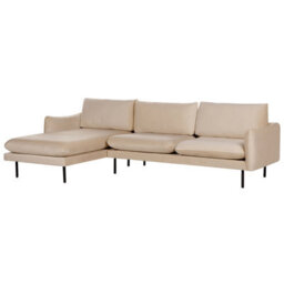 Beliani Corner Sofa 4 Seater Vinterbro Velvet Beige Right Hand - thumbnail 4