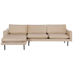 Beliani Corner Sofa 4 Seater Vinterbro Velvet Beige Right Hand - thumbnail 1