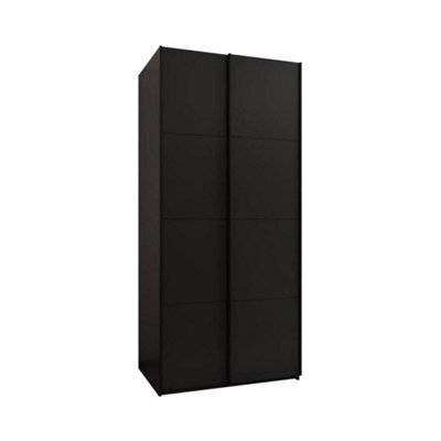 Arte Sleek Trosa I Black Sliding Door Wardrobe W1200mm H2450mm D640mm With Black Steel Handles - image 1