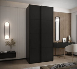 Arte Sleek Trosa I Black Sliding Door Wardrobe W1200mm H2450mm D640mm With Black Steel Handles - thumbnail 2