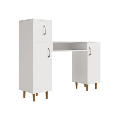 Manicure Table Nail Desk With Storage Cabinet Nail Desk L-Shaped Manicure Table - image 1