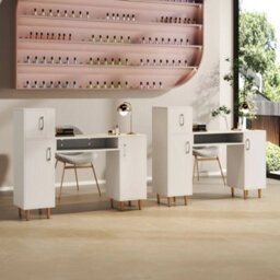 Manicure Table Nail Desk With Storage Cabinet Nail Desk L-Shaped Manicure Table - thumbnail 4