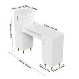 Manicure Table Nail Desk With Storage Cabinet Nail Desk L-Shaped Manicure Table - thumbnail 2