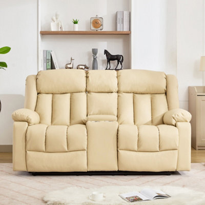 Sheridan 2 Seat Recliner Sofa With Central Console - Cream - image 1