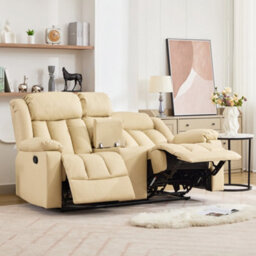 Sheridan 2 Seat Recliner Sofa With Central Console - Cream - thumbnail 2