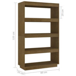 Berkfield Book Cabinet/room Divider Honey Brown 80X35X135 Cm Solid Pinewood - thumbnail 8