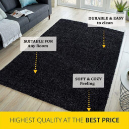 STALWART Modern Shaggy Rug - 5Cm Thick Pile, Non-Slip, Soft Touch Carpet - Washable Area Rugs (Anthracite, 160X230 Cm) - thumbnail 3