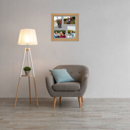 AK Frames 12X12 Oak Modern Multi Photo Frame With Silver Mount - Holds 4 Apertures (4X) 6X4 Photos - thumbnail 3