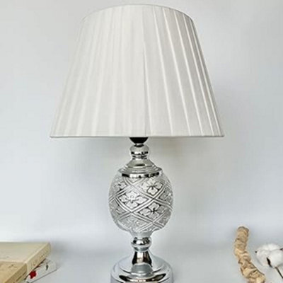 Biznest Multi Colour Ceramic & Chrome Metal Base And Soft White Fabric Shade For A Modern Table Lamp 50 Cm (Ornate Base T053)