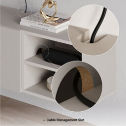 Decortie Conrad Modern Tv Unit Media Unit Entertainment Centre 140Cm With 2 Door Storage Cabinet For 50 Inch Tvs Travertine - thumbnail 5