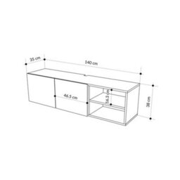 Decortie Conrad Modern Tv Unit Media Unit Entertainment Centre 140Cm With 2 Door Storage Cabinet For 50 Inch Tvs Travertine - thumbnail 1