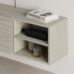 Decortie Conrad Modern Tv Unit Media Unit Entertainment Centre 140Cm With 2 Door Storage Cabinet For 50 Inch Tvs Travertine - thumbnail 4