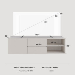 Decortie Conrad Modern Tv Unit Media Unit Entertainment Centre 140Cm With 2 Door Storage Cabinet For 50 Inch Tvs Travertine - thumbnail 9