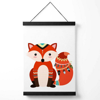 Artze Wall Art Red Fox Tribal Animal Art Print With Black Frame Size: A4 - image 1