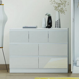 SquareBoxx Keaton Gloss White 7 Drawer Double Freestanding Chest Of Drawers (40 X 81 X 106Cm - D X H X W) - thumbnail 1