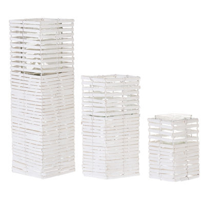 Beliani Set Of 3 Candle Holders Marola Poplar Wood 54/34/20 Cm White - image 1