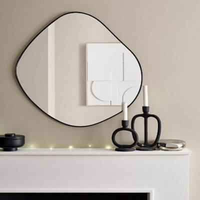 Biznest 64X70Cm Black Edged Wall Mirror Stylish Design Living Room Bedroom Hallway Home Decor Perfect Birthday Housewarming Gift