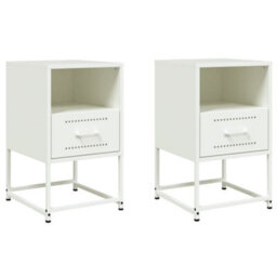 Berkfield Bedside Cabinets 2 Pcs White 36X39X60.5 Cm Steel - thumbnail 2