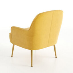 Living And Home Yellow Velvet Effect Relaxer Chair Occasional Armchair With Gold Plated Feet Yellow - thumbnail 5