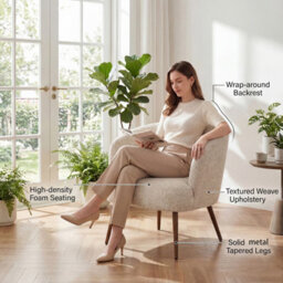 Sonara Mid Century Modern Accent Tub Chair Set Of 1 - thumbnail 7