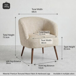 Sonara Mid Century Modern Accent Tub Chair Set Of 1 - thumbnail 5