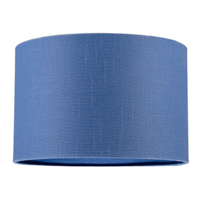 Happy Homewares Designer English Manor Blue Textured Linen Fabric Circular Lamp Shade - image 1