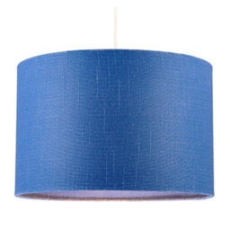 Happy Homewares Designer English Manor Blue Textured Linen Fabric Circular Lamp Shade - thumbnail 2