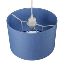 Happy Homewares Designer English Manor Blue Textured Linen Fabric Circular Lamp Shade - thumbnail 3