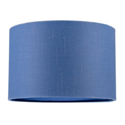 Happy Homewares Designer English Manor Blue Textured Linen Fabric Circular Lamp Shade