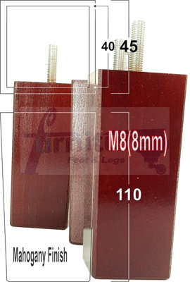 L&F 4X Replacement Furniture Legs Solid Wood 110mm High Sofas Chairs Settee Cabinets Legs M8 Tsp2055 Mahogany - image 1